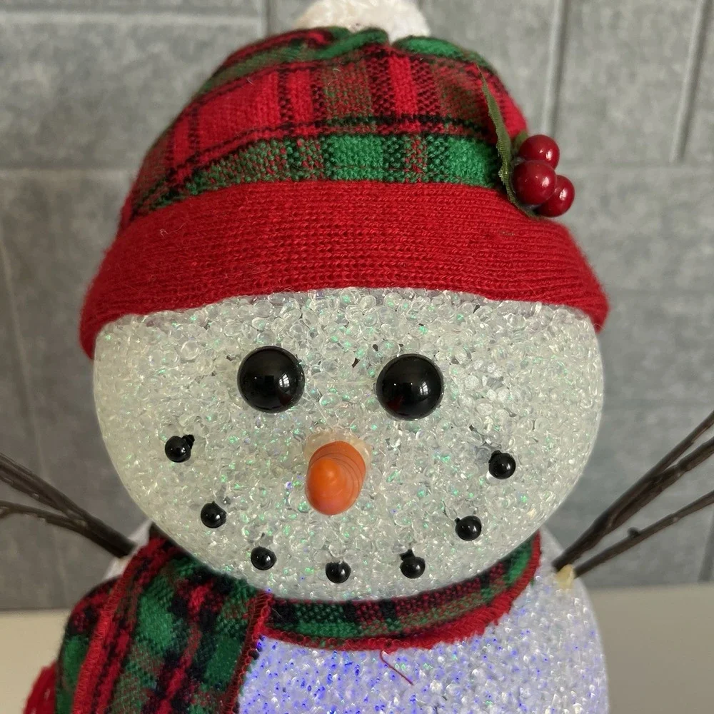 Vintage Melted Popcorn Snowman Color Changing Large 15